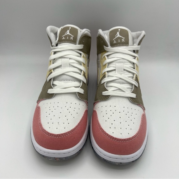 NWB Air Jordan 1 Mid GS Pastel Vivid Green Grind Sneakers - Picture 4 of 9